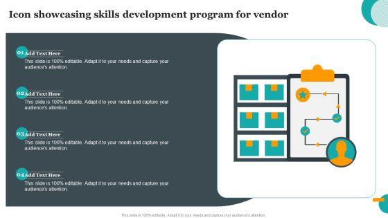 Icon Showcasing Skills Development Program For Vendor Elements PDF
