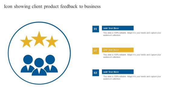 Icon Showing Client Product Feedback To Business Portrait PDF