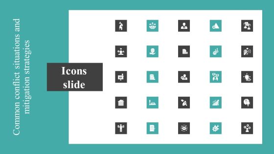 Icons Slide Common Conflict Situations And Mitigation Strategies Portrait PDF