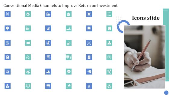 Icons Slide Conventional Media Channels To Improve Return On Investment Sample PDF Icons Slide Conventional Media Channels To Improve Return On Investment Sample PDF