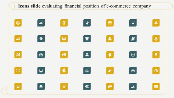 Icons Slide Evaluating Financial Position Of E Commerce Company Formats PDF Icons Slide Evaluating Financial Position Of E Commerce Company Formats PDF