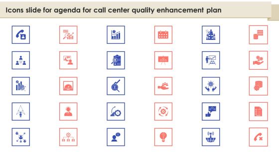 Icons Slide For Agenda For Call Center Quality Enhancement Plan Portrait PDF