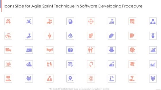 Icons Slide For Agile Sprint Technique In Software Developing Procedure Template PDF Icons Slide For Agile Sprint Technique In Software Developing Procedure Template PDF
