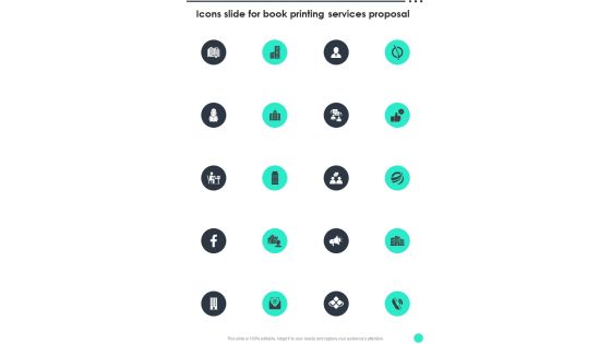 Icons Slide For Book Printing Services Proposal One Pager Sample Example Document Icons Slide For Book Printing Services Proposal One Pager Sample Example Document