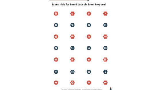 Icons Slide For Brand Launch Event Proposal One Pager Sample Example Document Icons Slide For Brand Launch Event Proposal One Pager Sample Example Document