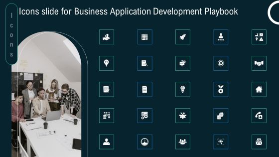 Icons Slide For Business Application Development Playbook Diagrams PDF Icons Slide For Business Application Development Playbook Diagrams PDF