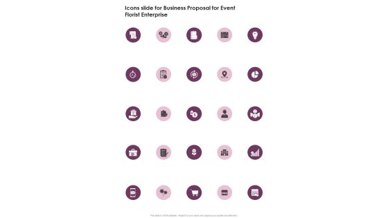 Icons Slide For Business Proposal For Event Florist Enterprise One Pager Sample Example Document Icons Slide For Business Proposal For Event Florist Enterprise One Pager Sample Example Document