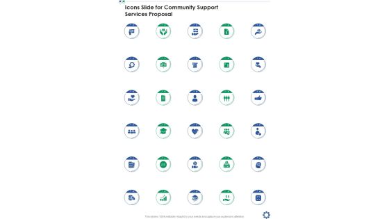 Icons Slide For Community Support Services Proposal One Pager Sample Example Document Icons Slide For Community Support Services Proposal One Pager Sample Example Document