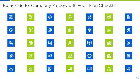 Icons Slide For Company Process With Audit Plan Checklist Designs PDF