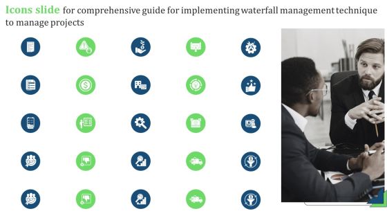 Icons Slide For Comprehensive Guide For Implementing Waterfall Management Technique To Manage Projects Template PDF Icons Slide For Comprehensive Guide For Implementing Waterfall Management Technique To Manage Projects Template PDF