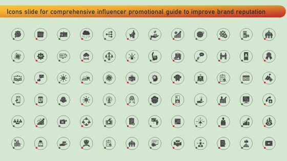 Icons Slide For Comprehensive Influencer Promotional Guide To Improve Brand Reputation Inspiration PDF Icons Slide For Comprehensive Influencer Promotional Guide To Improve Brand Reputation Inspiration PDF
