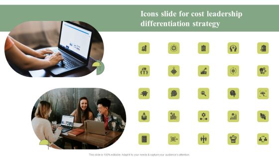 Icons Slide For Cost Leadership Differentiation Strategy Brochure PDF Icons Slide For Cost Leadership Differentiation Strategy Brochure PDF