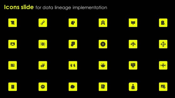 Icons Slide For Data Lineage Implementation Microsoft PDF
