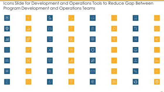 Icons Slide For Development And Operations Tools To Reduce Gap Between Program Development And Operations Teams Icons PDF