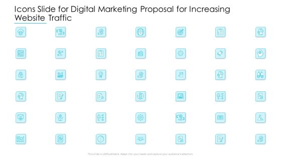 Icons Slide For Digital Marketing Proposal For Increasing Website Traffic Inspiration PDF