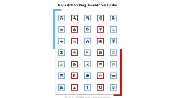 Icons Slide For Drug De Addiction Centre One Pager Sample Example Document Icons Slide For Drug De Addiction Centre One Pager Sample Example Document