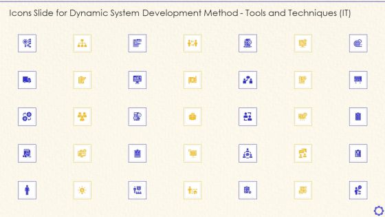 Icons Slide For Dynamic System Development Method Tools And Techniques IT Diagrams PDF Icons Slide For Dynamic System Development Method Tools And Techniques IT Diagrams PDF