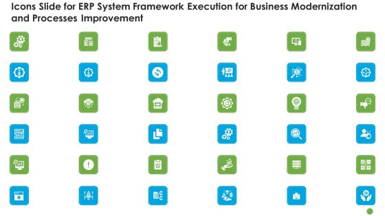 Icons Slide For ERP System Framework Execution For Business Modernization And Processes Improvement Ppt Inspiration Visuals PDF