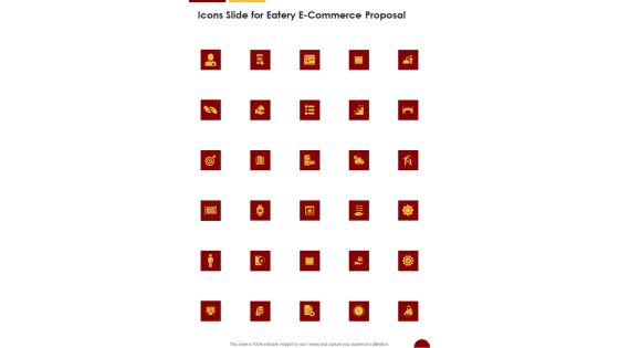 Icons Slide For Eatery E Commerce Proposal One Pager Sample Example Document Icons Slide For Eatery E Commerce Proposal One Pager Sample Example Document