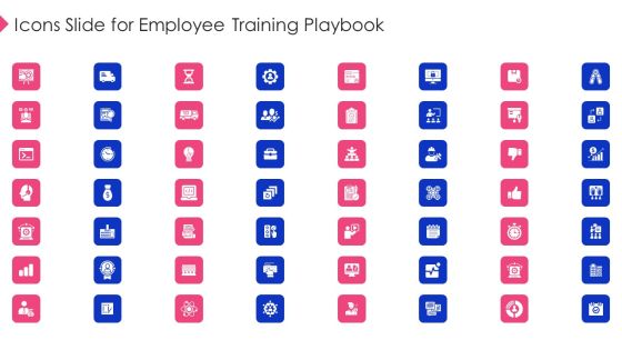 Icons Slide For Employee Training Playbook Formats PDF Icons Slide For Employee Training Playbook Formats PDF