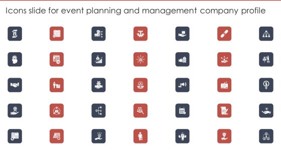 Icons Slide For Event Planning And Management Company Profile Demonstration PDF Icons Slide For Event Planning And Management Company Profile Demonstration PDF