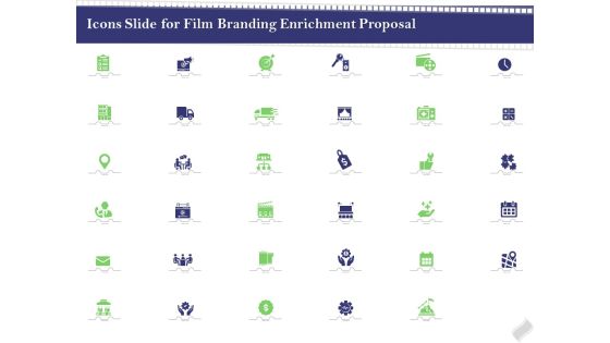 Icons Slide For Film Branding Enrichment Proposal Sample PDF