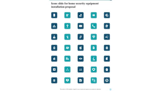 Icons Slide For Home Security Equipment Installation Proposal One Pager Sample Example Document Icons Slide For Home Security Equipment Installation Proposal One Pager Sample Example Document