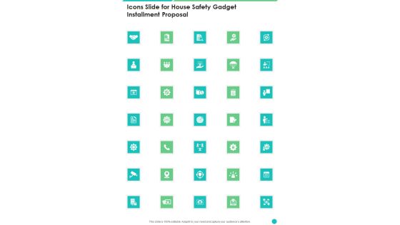 Icons Slide For House Safety Gadget Installment Proposal One Pager Sample Example Document Icons Slide For House Safety Gadget Installment Proposal One Pager Sample Example Document