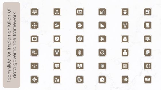 Icons Slide For Implementation Of Data Governance Framework Background PDF