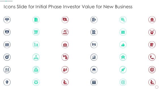 Icons Slide For Initial Phase Investor Value For New Business Infographics PDF Icons Slide For Initial Phase Investor Value For New Business Infographics PDF