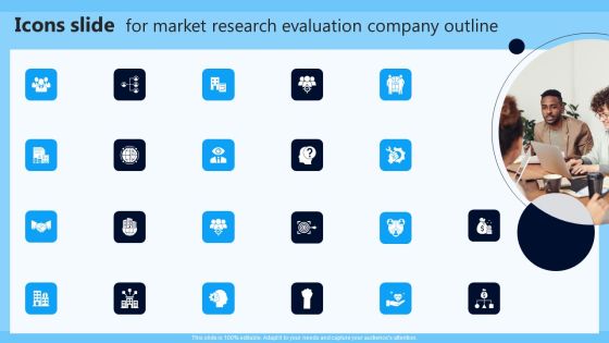 Icons Slide For Market Research Evaluation Company Outline Portrait PDF Icons Slide For Market Research Evaluation Company Outline Portrait PDF