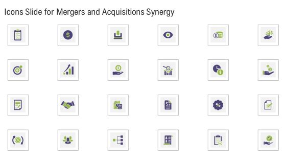 Icons Slide For Mergers And Acquisitions Synergy Mergers And Acquisitions Synergy Ppt Portfolio Information PDF
