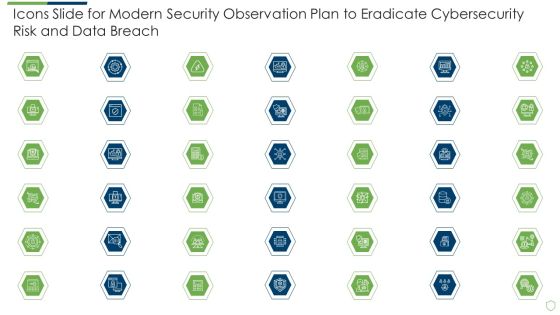 Icons Slide For Modern Security Observation Plan To Eradicate Cybersecurity Risk And Data Breach Clipart PDF