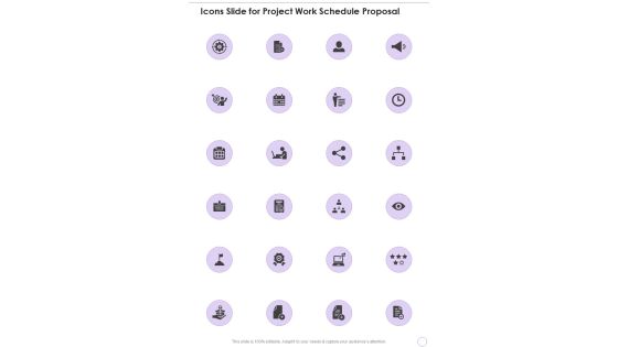 Icons Slide For Project Work Schedule Proposal One Pager Sample Example Document