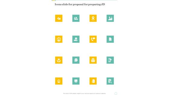 Icons Slide For Proposal For Preparing JD One Pager Sample Example Document Icons Slide For Proposal For Preparing JD One Pager Sample Example Document