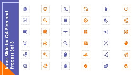 Icons Slide For QA Plan And Process Set 3 Sample PDF Icons Slide For QA Plan And Process Set 3 Sample PDF