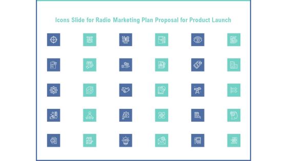 Icons Slide For Radio Marketing Plan Proposal For Product Launch Microsoft PDF Icons Slide For Radio Marketing Plan Proposal For Product Launch Microsoft PDF