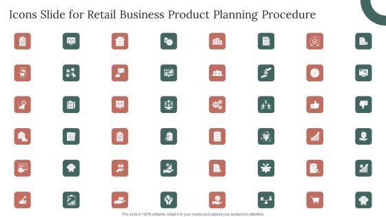Icons Slide For Retail Business Product Planning Procedure Portrait PDF