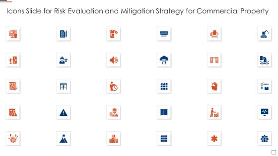 Icons Slide For Risk Evaluation And Mitigation Strategy For Commercial Property Ppt Layouts Infographics PDF