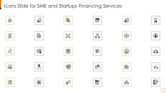 Icons Slide For SME And Startups Financing Services Information PDF