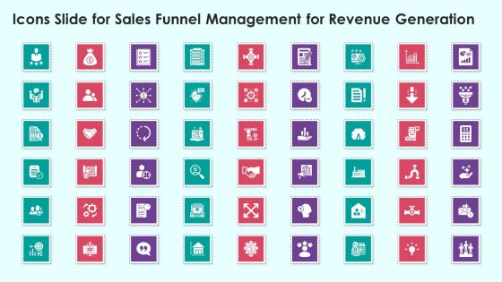 Icons Slide For Sales Funnel Management For Revenue Generation Introduction PDF