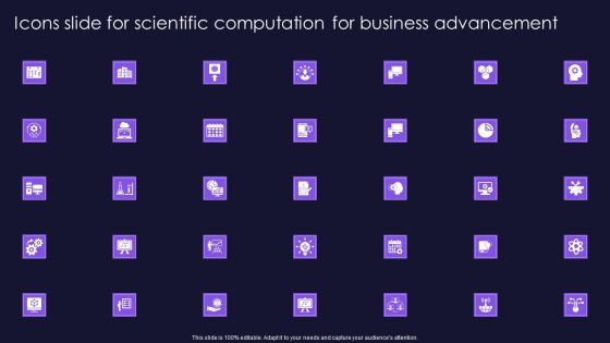 Icons Slide For Scientific Computation For Business Advancement Portrait PDF Icons Slide For Scientific Computation For Business Advancement Portrait PDF