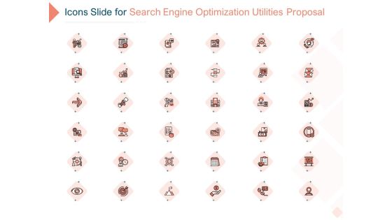 Icons Slide For Search Engine Optimization Utilities Proposal Information PDF Icons Slide For Search Engine Optimization Utilities Proposal Information PDF
