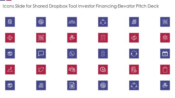 Icons Slide For Shared Dropbox Tool Investor Financing Elevator Pitch Deck Slides PDF Icons Slide For Shared Dropbox Tool Investor Financing Elevator Pitch Deck Slides PDF