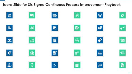 Icons Slide For Six Sigma Continuous Process Improvement Playbook Mockup PDF