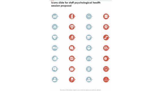 Icons Slide For Staff Psychological Health Session Proposal One Pager Sample Example Document
