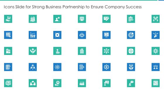 Icons Slide For Strong Business Partnership To Ensure Company Success Summary PDF