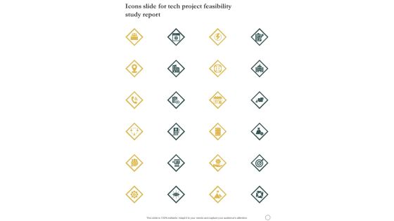 Icons Slide For Tech Project Feasibility Study Report One Pager Sample Example Document
