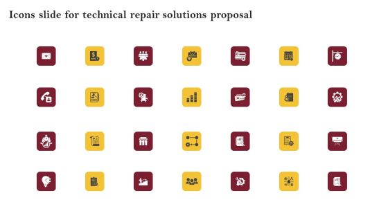 Icons Slide For Technical Repair Solutions Proposal Ideas PDF