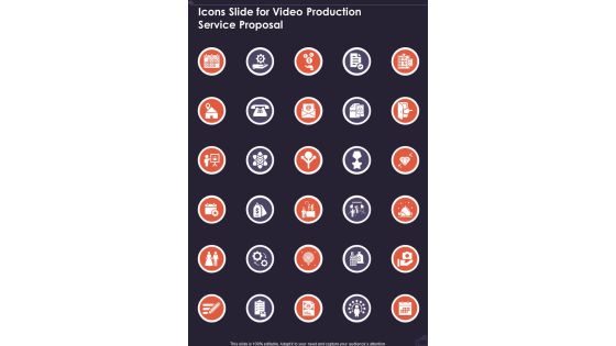 Icons Slide For Video Production Service Proposal One Pager Sample Example Document Icons Slide For Video Production Service Proposal One Pager Sample Example Document